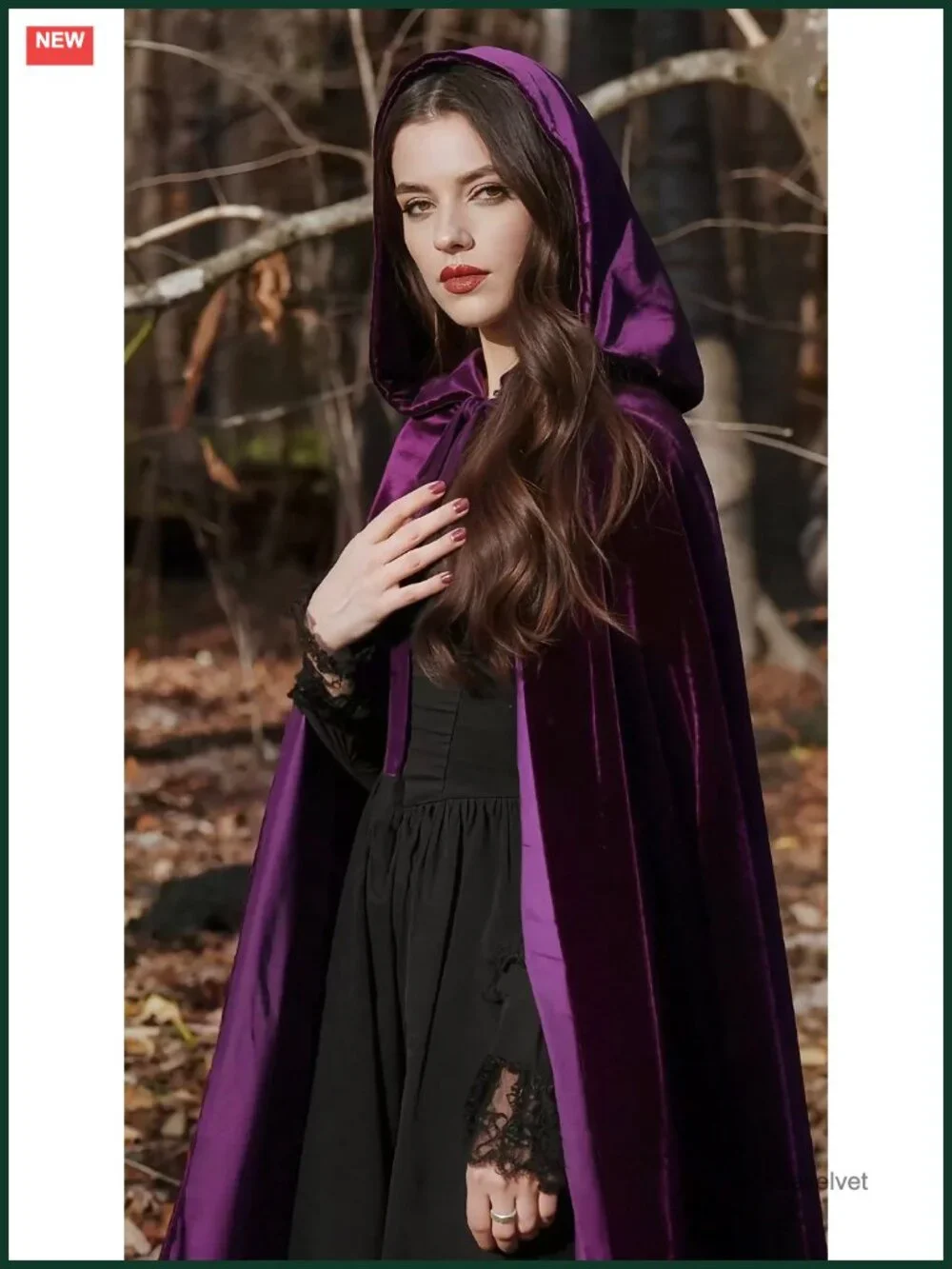 Unisex Hooded Velvet Cloak Robe Cape Halloween Cosplay Costume